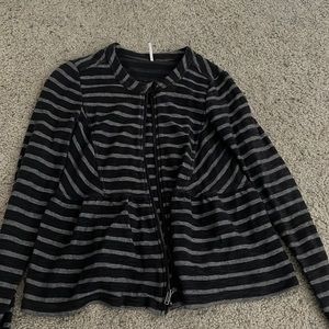 Free People Striped Light Jacket in Dark Gray Sz S